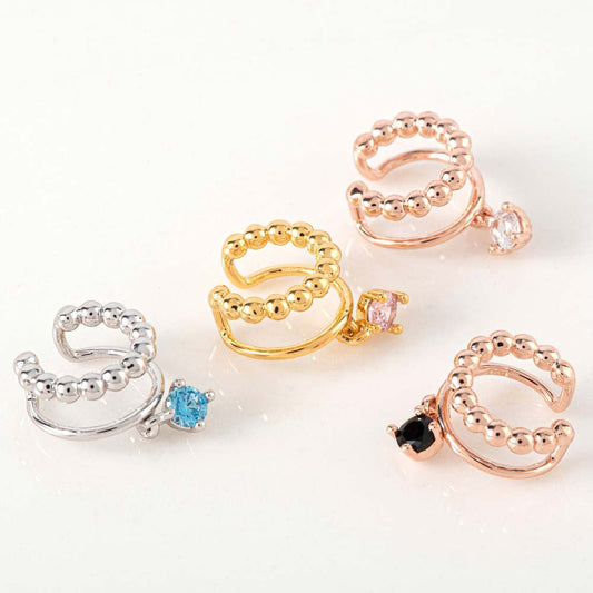 925 silver color cubic ear cuff 5color